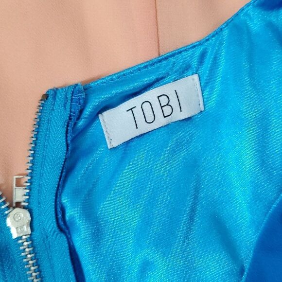 Tobi Syrup-Dipity Peach & Country Sky Cut Out Mini Dress Size Medium - Picture 6 of 9